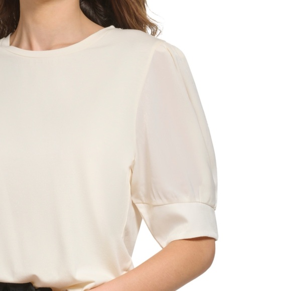 DKNY Elbow Sleeve Knit Top Size Large - Picture 4 of 9